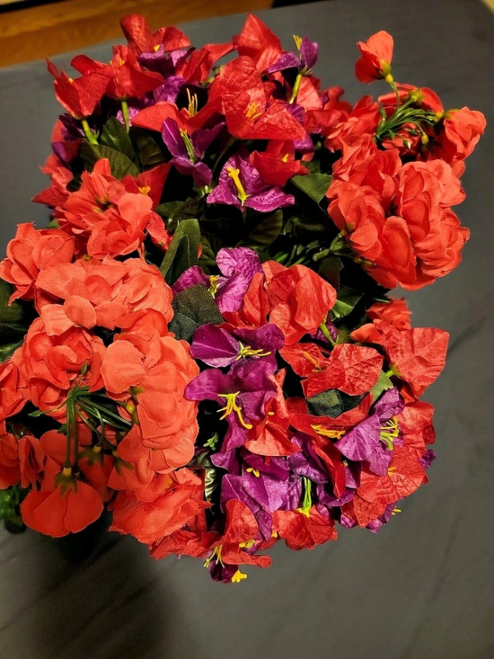Red & Purple Faux Floral Arrangement